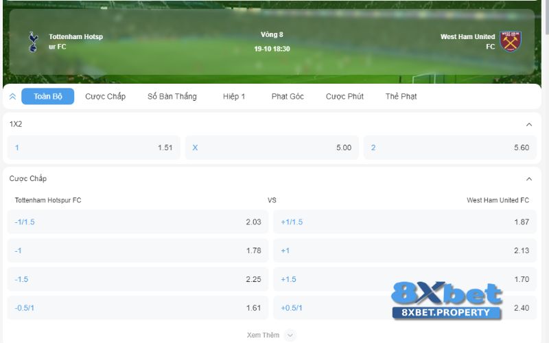 Tỷ lệ cược đa dạng chính là thế mạnh của 8X BET Tỷ lệ cược đa dạng chính là thế mạnh của 8X BET